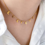 Load image into Gallery viewer, Golden Moon Necklace with Crescent Charms Necklace Ada Jewels Accessories
