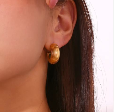 Stripe Hoop Earrings Ada Jewels Accessories