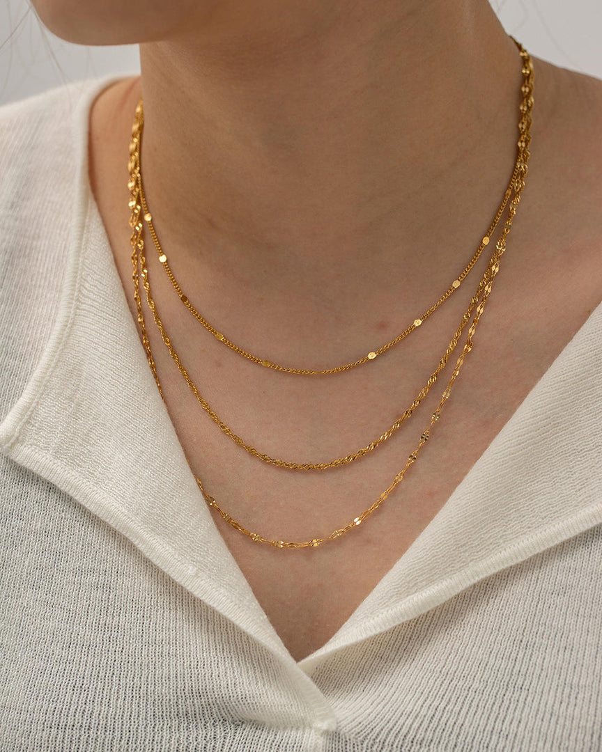 Triple Layered Delicate Gold Chain Necklace Ada Jewels Accessories