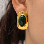 Load image into Gallery viewer, Green Stone Stud Earrings Ada Jewels Accessories
