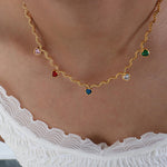 Load image into Gallery viewer, Gold Necklace Adorned with Vibrant Hearts Ada Jewels Accessories
