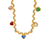 Load image into Gallery viewer, Gold Necklace Adorned with Vibrant Hearts Ada Jewels Accessories
