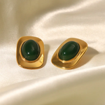 Load image into Gallery viewer, Green Stone Stud Earrings Ada Jewels Accessories
