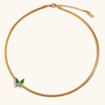 Load image into Gallery viewer, Snake Chain with Butterfly Pendant Necklace Ada Jewels Accessories
