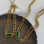 Load image into Gallery viewer, Gold Chain with a Green Stone Pendant Ada Jewels Accessories
