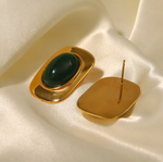 Load image into Gallery viewer, Green Stone Stud Earrings Ada Jewels Accessories
