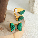 Load image into Gallery viewer, Gold plated with Vibrant Green Stone Ring Ada Jewels Accessories
