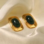 Load image into Gallery viewer, Green Stone Stud Earrings Ada Jewels Accessories
