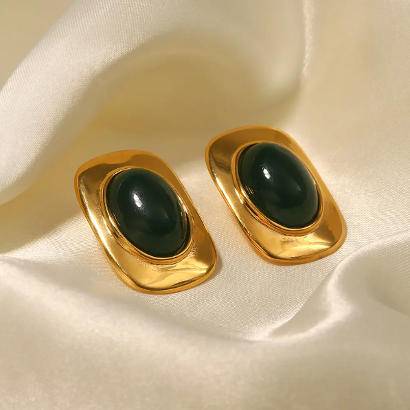 Green Stone Stud Earrings Ada Jewels Accessories