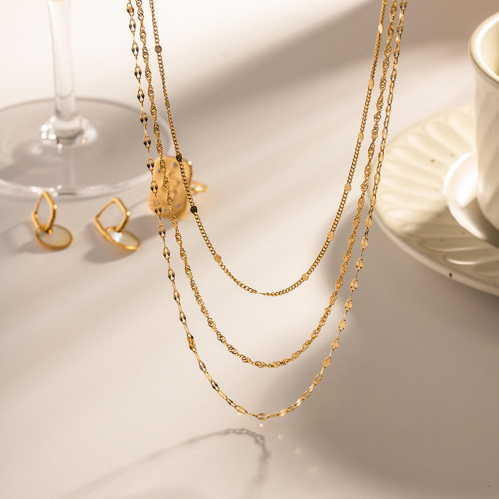 Triple Layered Delicate Gold Chain Necklace Ada Jewels Accessories