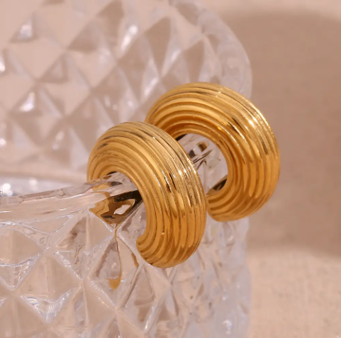 Stripe Hoop Earrings Ada Jewels Accessories