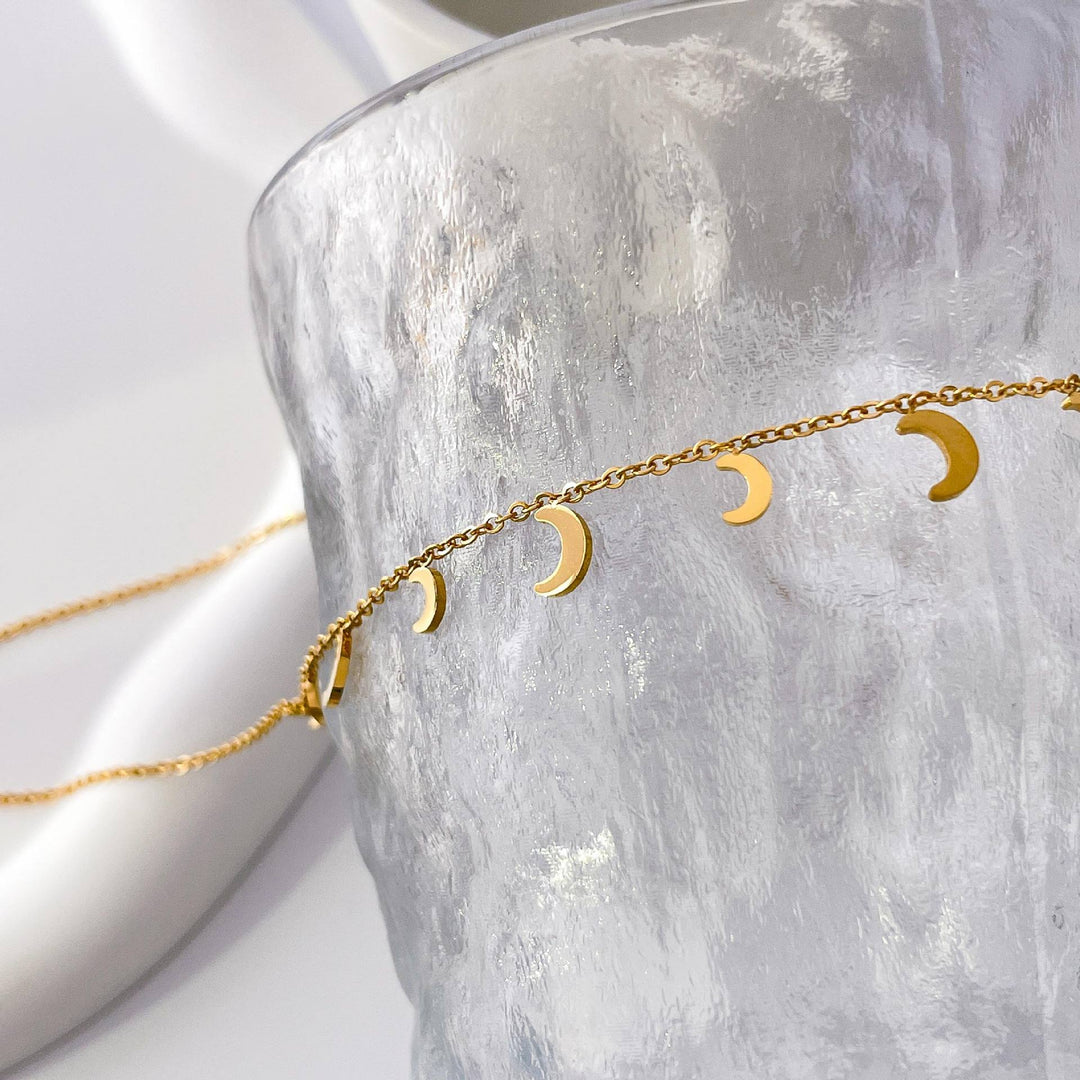 Golden Moon Necklace with Crescent Charms Necklace Ada Jewels Accessories