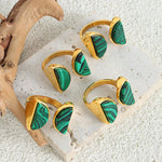 Load image into Gallery viewer, Gold plated with Vibrant Green Stone Ring Ada Jewels Accessories
