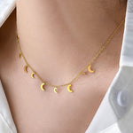 Load image into Gallery viewer, Golden Moon Necklace with Crescent Charms Necklace Ada Jewels Accessories
