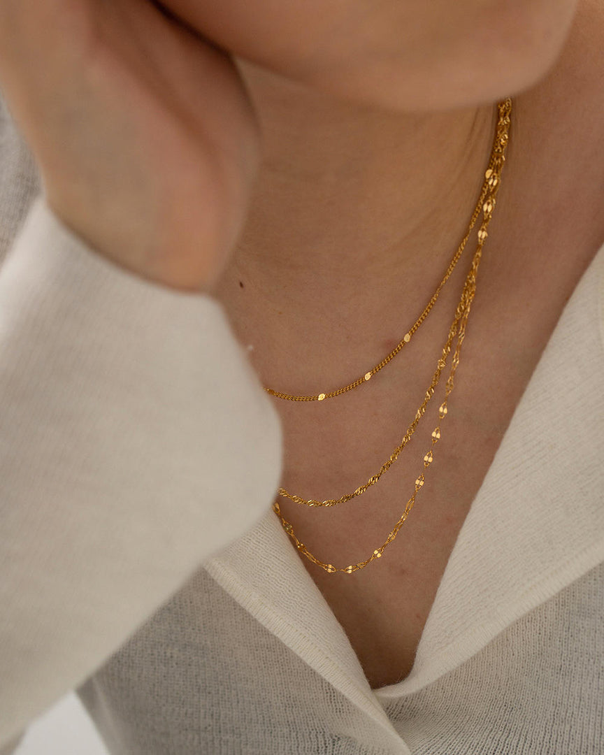 Triple Layered Delicate Gold Chain Necklace Ada Jewels Accessories