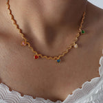 Load image into Gallery viewer, Gold Necklace Adorned with Vibrant Hearts Ada Jewels Accessories
