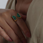 Load image into Gallery viewer, Gold plated with Vibrant Green Stone Ring Ada Jewels Accessories
