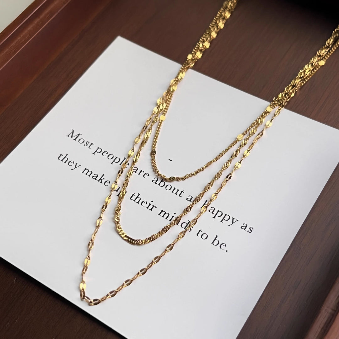 Triple Layered Delicate Gold Chain Necklace Ada Jewels Accessories