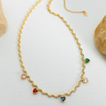 Load image into Gallery viewer, Gold Necklace Adorned with Vibrant Hearts Ada Jewels Accessories
